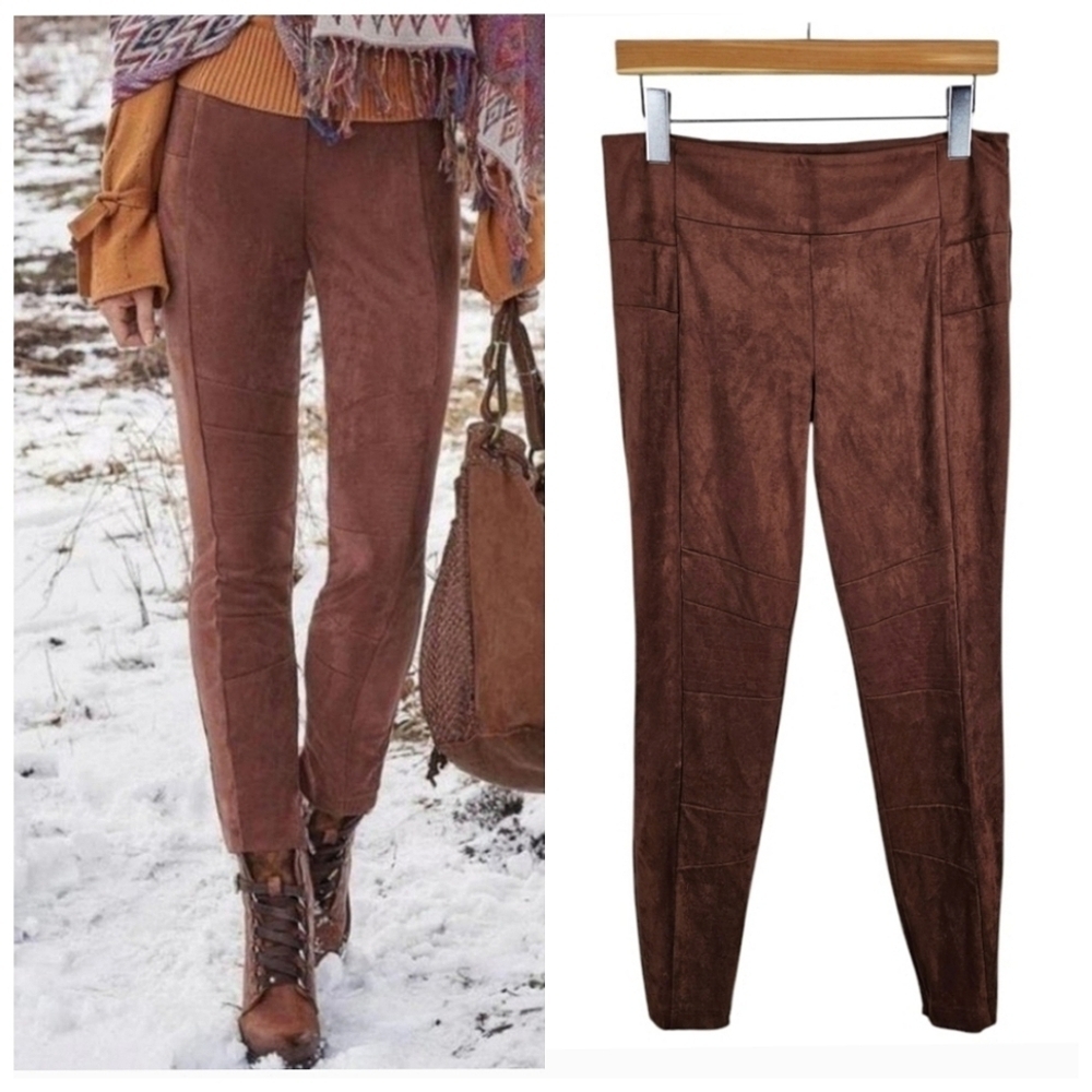 Sundance Womens Vegan Suede Pants Sz 6 Brown Winter Boho Western Cabincore Warm
